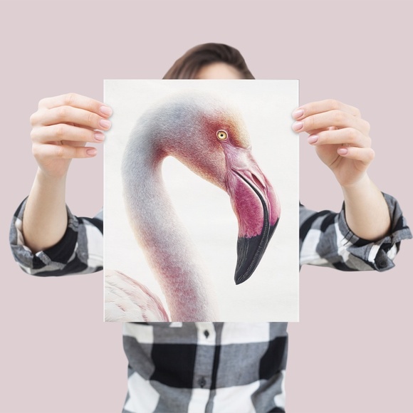 Watercolor Flamingo Wall Art Print, Unframed - Vibrant Tropical Elegance - Picture 4 of 7